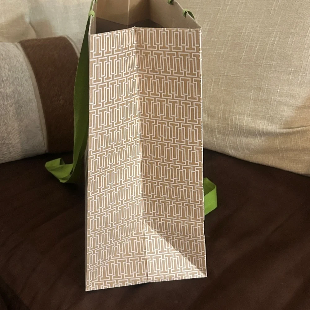 Tory Burch Beige Patterned Bag with Gold Logo